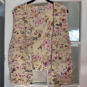 Floral Yellow and Pink Rayon Vest